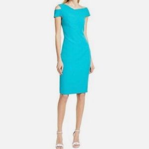 Ted Baker Yandal Shoulder Cutout Body-Con Dress TB size 5 US size 12 blue green